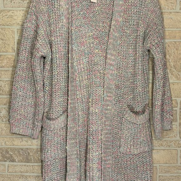 NWT Akemi + Kin Anthropologie Cardigan Grey Multicolor Pastel Open Chunky knit - Picture 4 of 6
